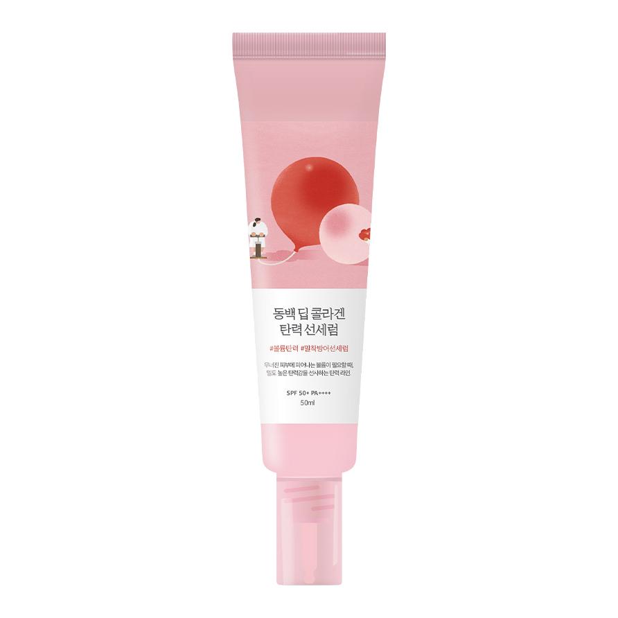 ROUND LAB Sérum Solaire Fermeté Collagène Profond Camélia – Élasticité + Protection UV en Un, Coréen