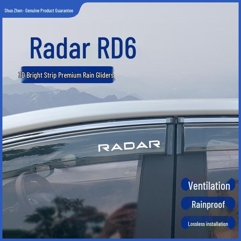 Radar RD6 Decorative Rain Guards: Modified Rain Visors, Shields & Strips