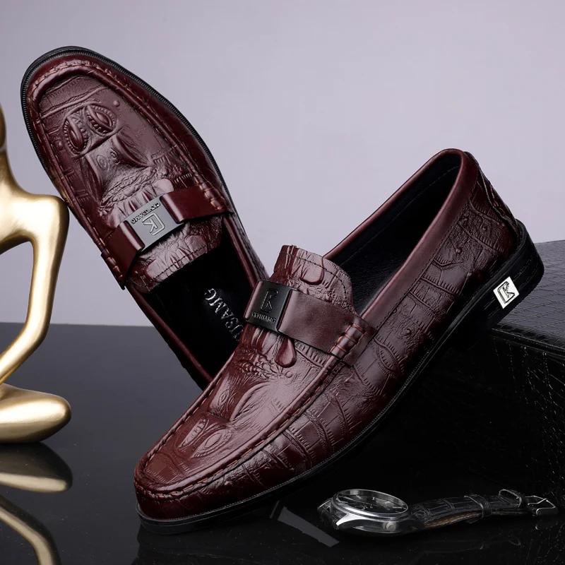 

Модные туфли из натуральной кожи, модные, высококачественные, из коровьей кожи, повседневные, ручной работы, лоферы, мужская обувь, на низком каблуке, в британском стиле, для ходьбы 46 коричневый