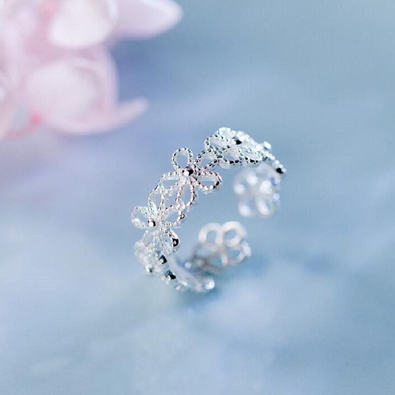 

New in 925 Silver Hollow Flower Adjustable Rings For Women Engagement Ladies Rings Vintage Luxury Jewelry Jewellery серебряный