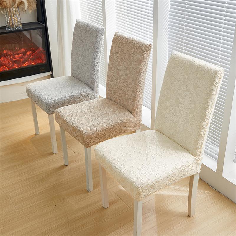 1/4Pcs Bohemian Jacquard Dining Chair Cover Stretch Chairs Covers Solid Color Seat Slipcovers For Kitchen El Banquet Wedding