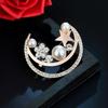 Luxury Yellow Enamel Sunflower Brooches For Women Rhinestone Plant Daisy Moon Flower Lapel Pins Clothes Badge Gorgeous Jewelry