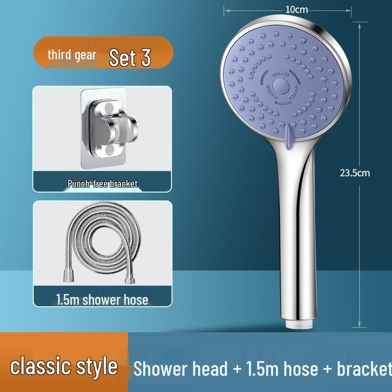 Pressurized Shower Head Set with Coarse Hole Sprinkler for High Water Output and Bath Heater Compatibility