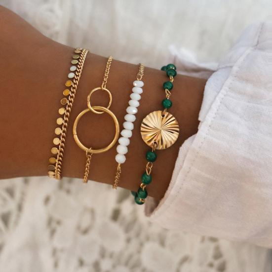 

4Pcs/Set Women Beads Sequins Charm Chain Bracelet Bangle Jewelry Gift