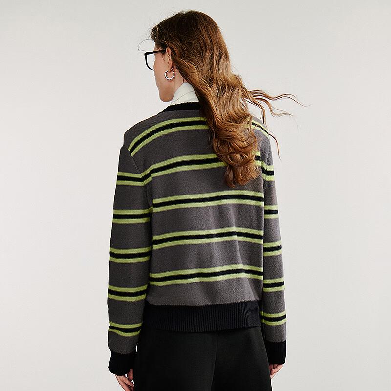 Dámský pletený svetr Chuyu s námořnickým pruhem a kulatým výstřihem