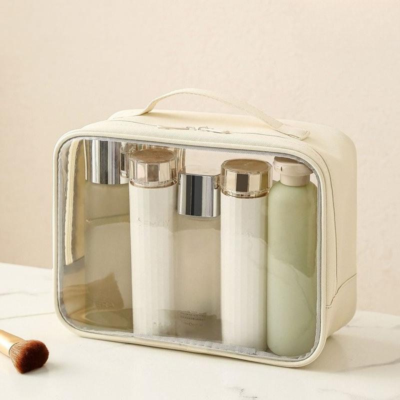 2 size Clear PVC Makeup Bag Large Capacity Waterproof Travel Toiletry Pouch for Women Gym Swimming Cosmetic Storage