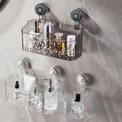 Badezimmer-Aufbewahrungsregal, wandmontiert, stanzfrei, klebrig, große Klebrigkeit, rutschfest, transparent, große Tragfähigkeit, große Kapazität, Entwässerungsaufbewahrung