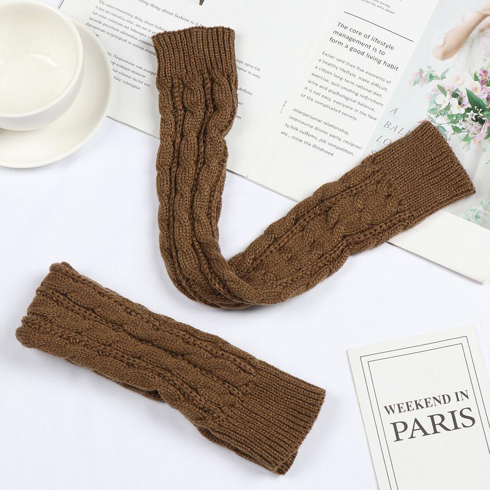 Fashion Autumn Winter Spring Fingerless Arm Warmers Wool Mittens Knitted Gloves Long Gloves