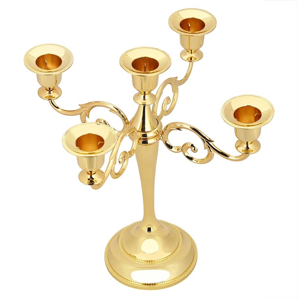 3/5 Arms Candle Holder Electroplated Candelabrum Wedding Decorations European Candlestick  Banquet