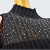 Autumn Half Turtleneck Lace Slim Fit Patchwork Stretch Long Sleeve Hot Rhinestone Pullover Tops Bottoming Shirt Women's Clothing