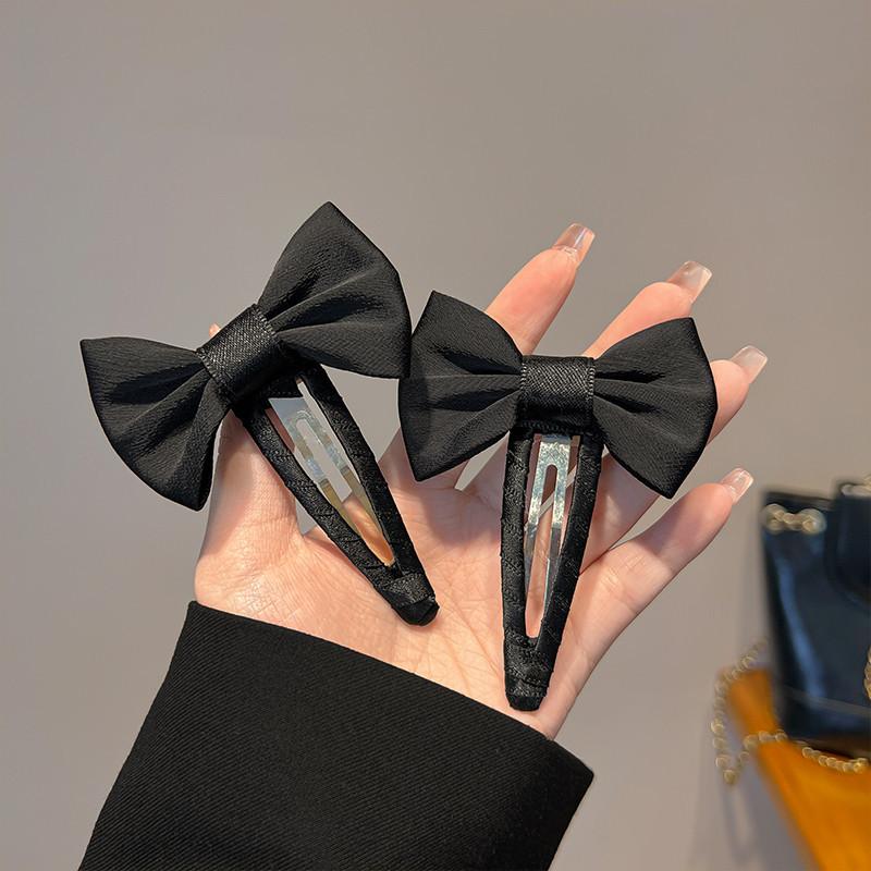1pc Advanced black bow BB clip with side bangs, hair clip with broken hair clip at the back of the head, new headwear