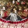 WTEMPO Christmas Tree Skirt Red/Black Christmas Tree/Plaid Patterns Printed Xmas Tree Skirt Winter Christmas Tree Mat for Home Indoor Outdoor Party