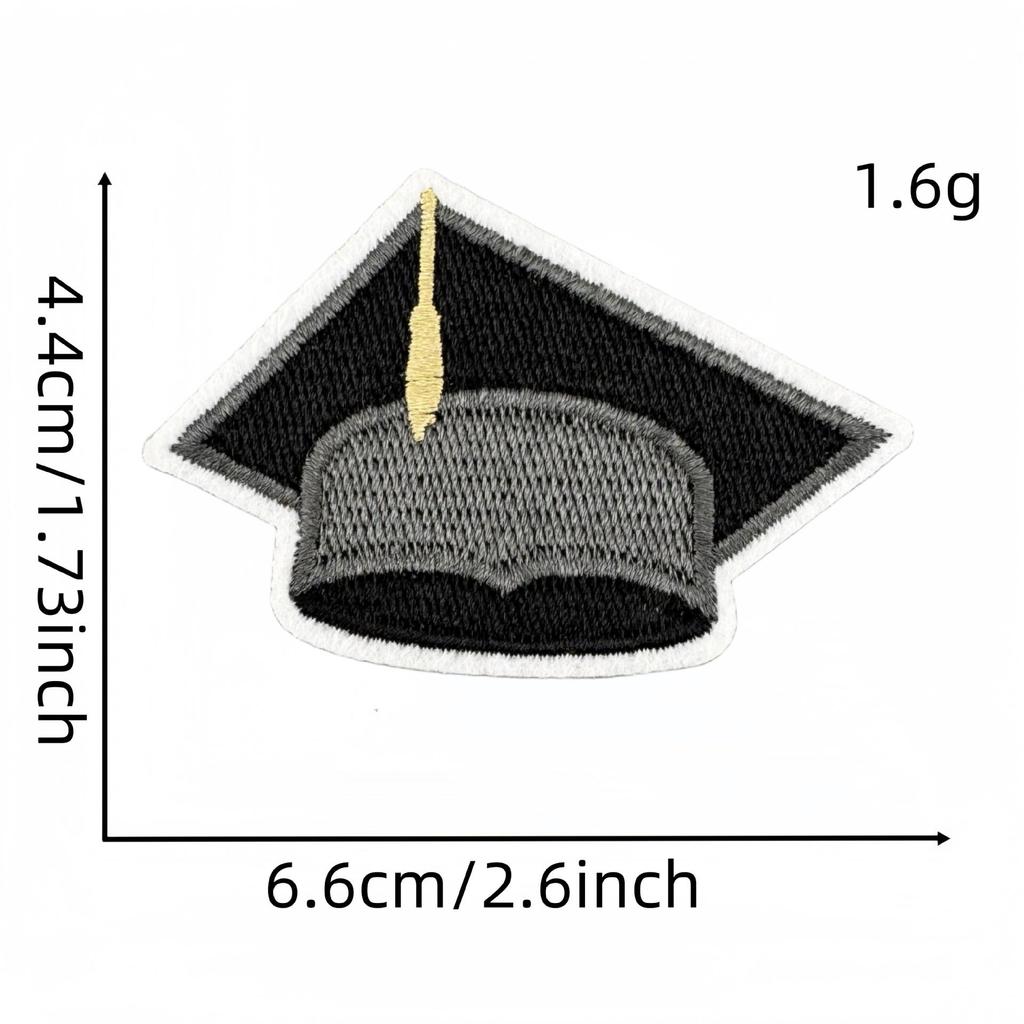2025 Black Gold Graduation Embroidery Patch - Versatile Style Iron-on Flower