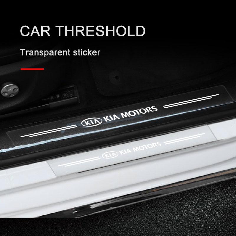 4Pc Car Threshold Protector Transparent Decorative Badge 3D Sticker For KIA Cerato Sportage R K2 K3 K5 K6 K7 K8 RIO 3 4 Sorento Picanto