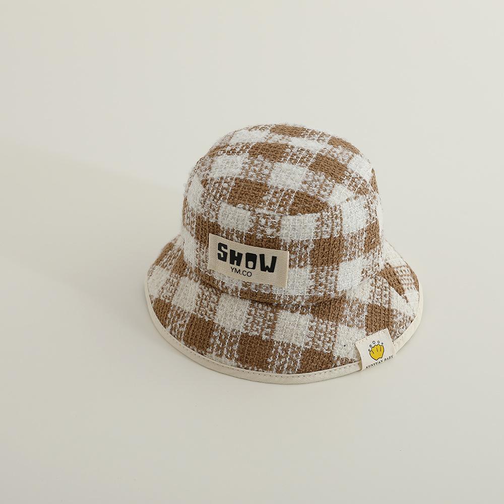 

Baby Hats Autumn and Winter Korean Style Boys and Girls Fisherman Hats Children s Fashionable and Versatile Sunshade Plaid Warm Basin Hats Trendy Average size (48-50cm)
