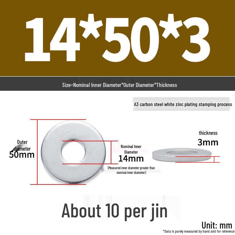 Extra Large Galvanized Metal Flat Washer - Thickened Round Screw Washer M6-M16