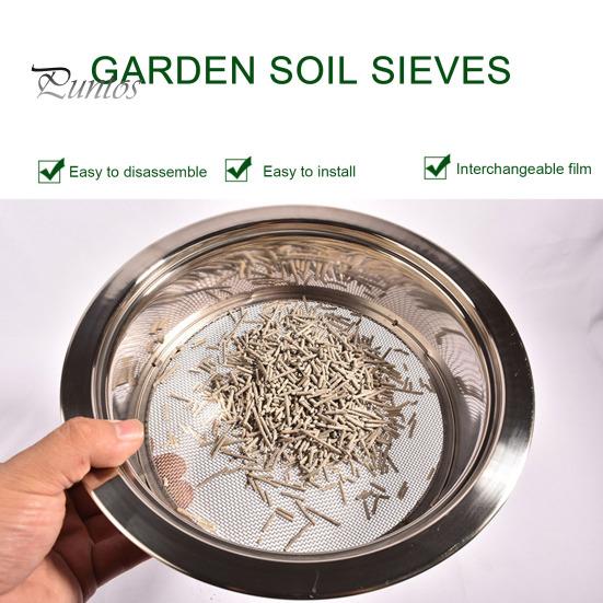Soil Sifter Set Stainless Steel Sieve Frame with 5 Mesh Sieve Pans Rustproof Garden Sieve Kit for Stones Weeds Filtration