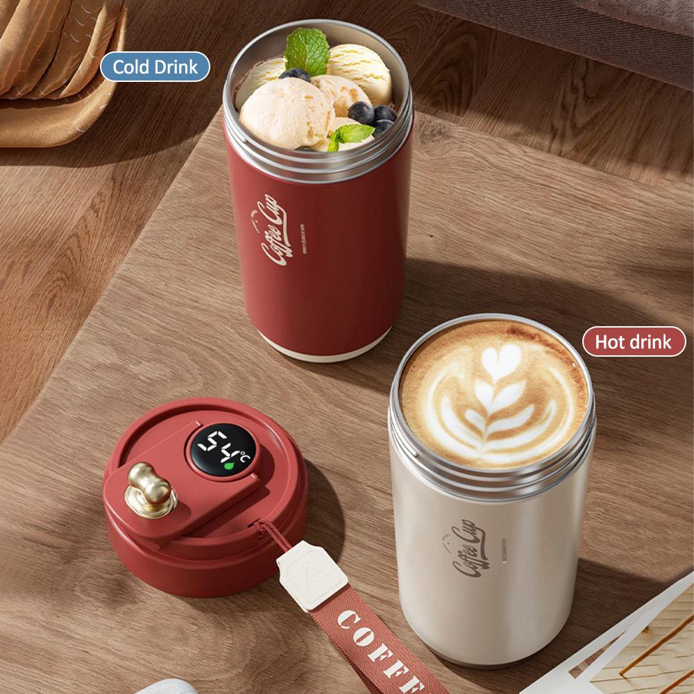 450ml Stainless Steel Smart Coffee Cup Tumbler Thermos Cup With Intelligent Temperature Display Portable Travel Mug Vacuum Flask