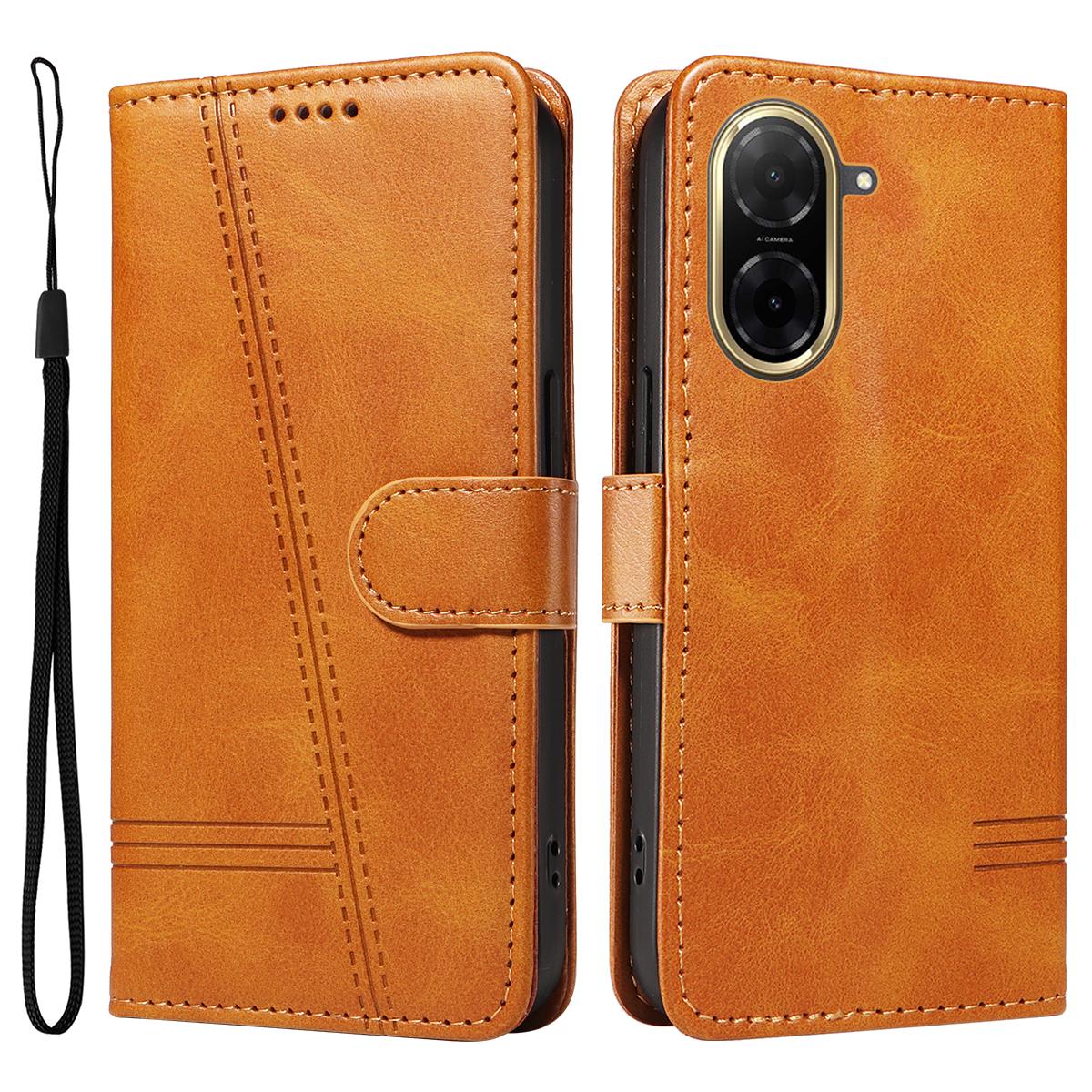 

Для Xiaomi Redmi A5 NFC (173.45*79.35*8.45мм) Чохол-гаманець Шкіряний чохол для телефону з Т-подібними лініями Підставка Brown