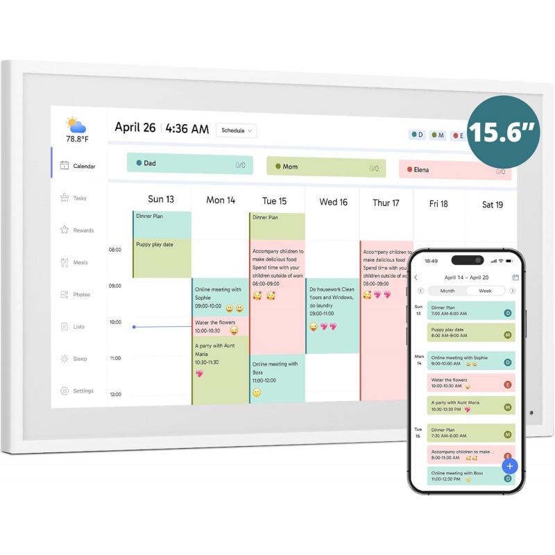 15.6 Interactive Smart Home Planner & Digital Calendar Display белый