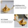 Luxury Golden Arabic Style Holder Incense Burner Multi Use Desktop Decor for Study Sauna Yoga Room Wedding Candlelight