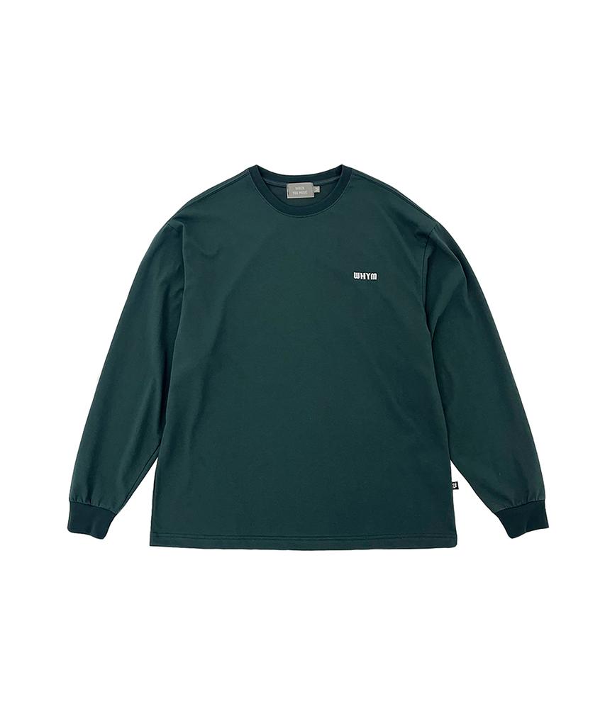 WHEN YOU MOVE Oversized Logo Embroidered Long Sleeve T-Shirt Dark Green