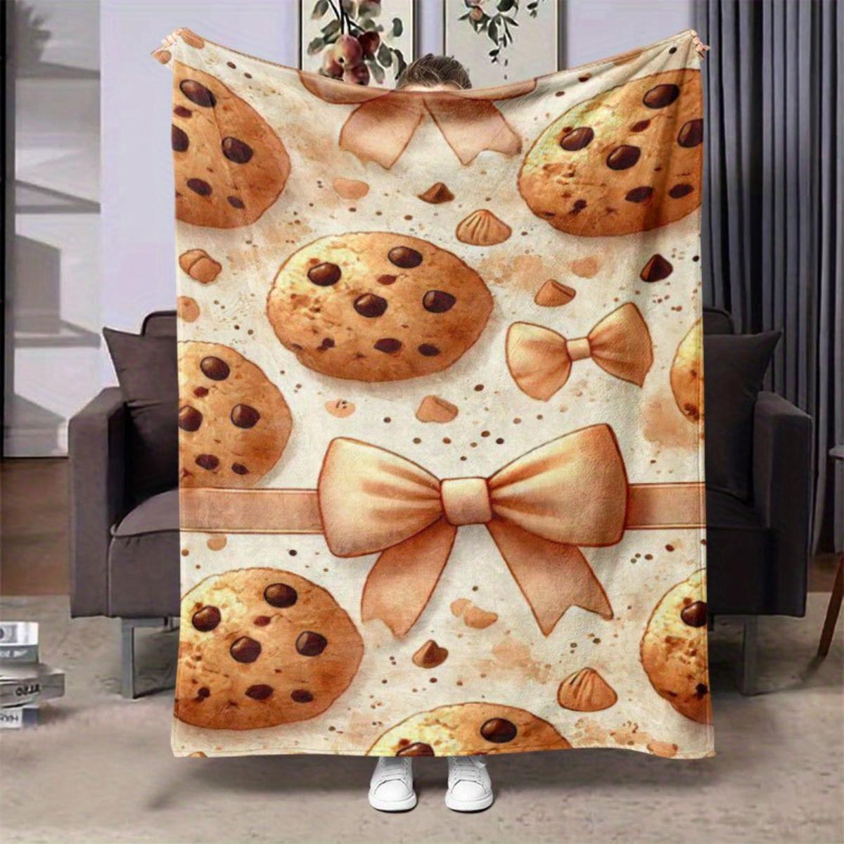 

Chocolate chip cookie patterned flannel blanket bed sofa office travel gift decoration chair comfort and warmth 75x100cm