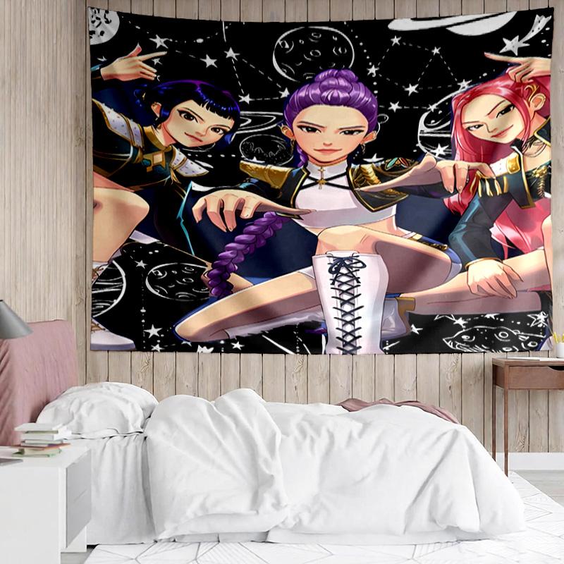 Kpop Hunter Tapestry for Bedroom Aesthetic Classroom Tapestries Wall Hanging for Living Room Dorm Office,Ideal Creative Gift