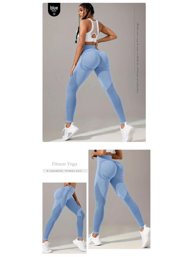 Europäisch-Amerikanisches Nahtloses Yoga-Set mit Hohem Bund: Damen Hüftlift Leggings Yogahose & Sportoberteil