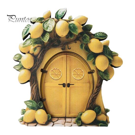 Wooden Fairy Garden Elf Door Decoration Outdoor Miniature Elf Door Ornament Fairytale World Tiny House Door Figurine Statue Sculpture