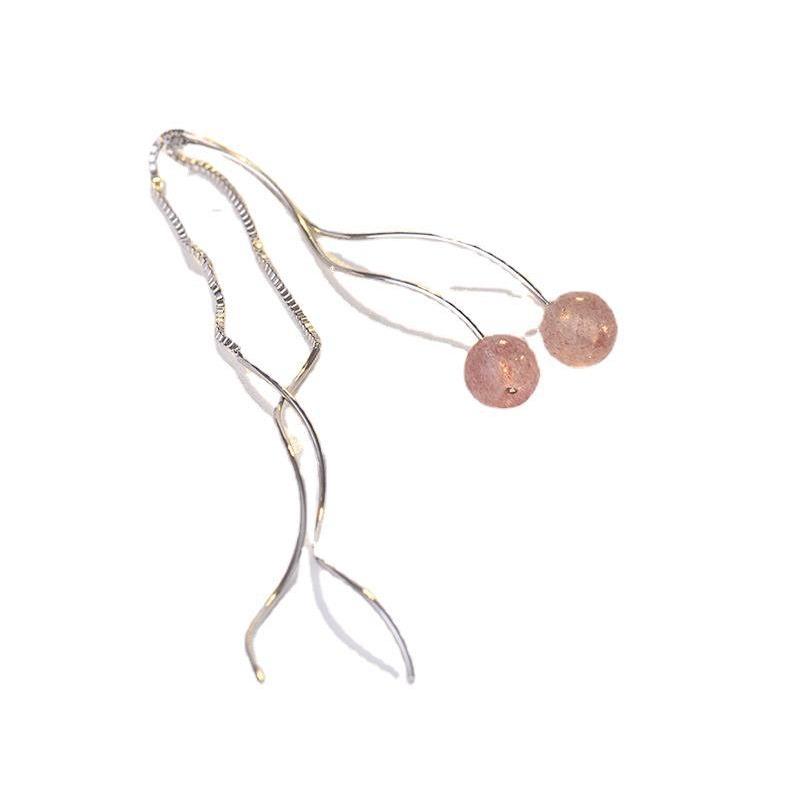 Erdbeer-Kristall-Ohrkabel Reiner High-End Ohrhaken-Ohrringe Quaste Ohrschmuck