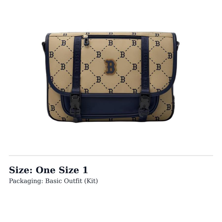 MLB BOSTON REDSOXDiamond Monogram Polyester Messenger Bag, Shoulder Bag, Crossbody Bag Unisex Khaki Blue 7ACRMD85N-43BGS One Size 1