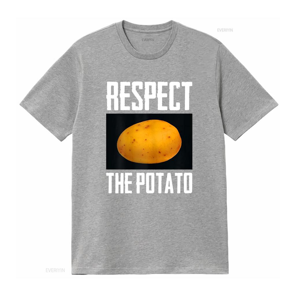 Respect The Potato Funny Root Vegetable Potatoes T Shirt vintage Washed Slightly Top For Everyday Wear graphic fashion Unisex