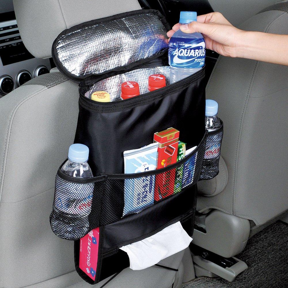 SEIWA Car Seat Back W700 Pocket, Insulated, Black,