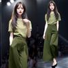 Chic Women's Summer Two-Piece Set: Stylish Short Sleeve Top & High Waist Wide Leg Pants