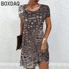 3D Bunter Fischschuppen-Print Kleid Übergroß Damen Kurzarm Freizeitkleid Damen Locker A-Linien Mini Kleid Vestidos De Mujer