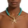 ZA Starfish Pendant Acrylic Beaded Necklace Vacation Style Ocean Clavicle Chain Handmade Light Luxury