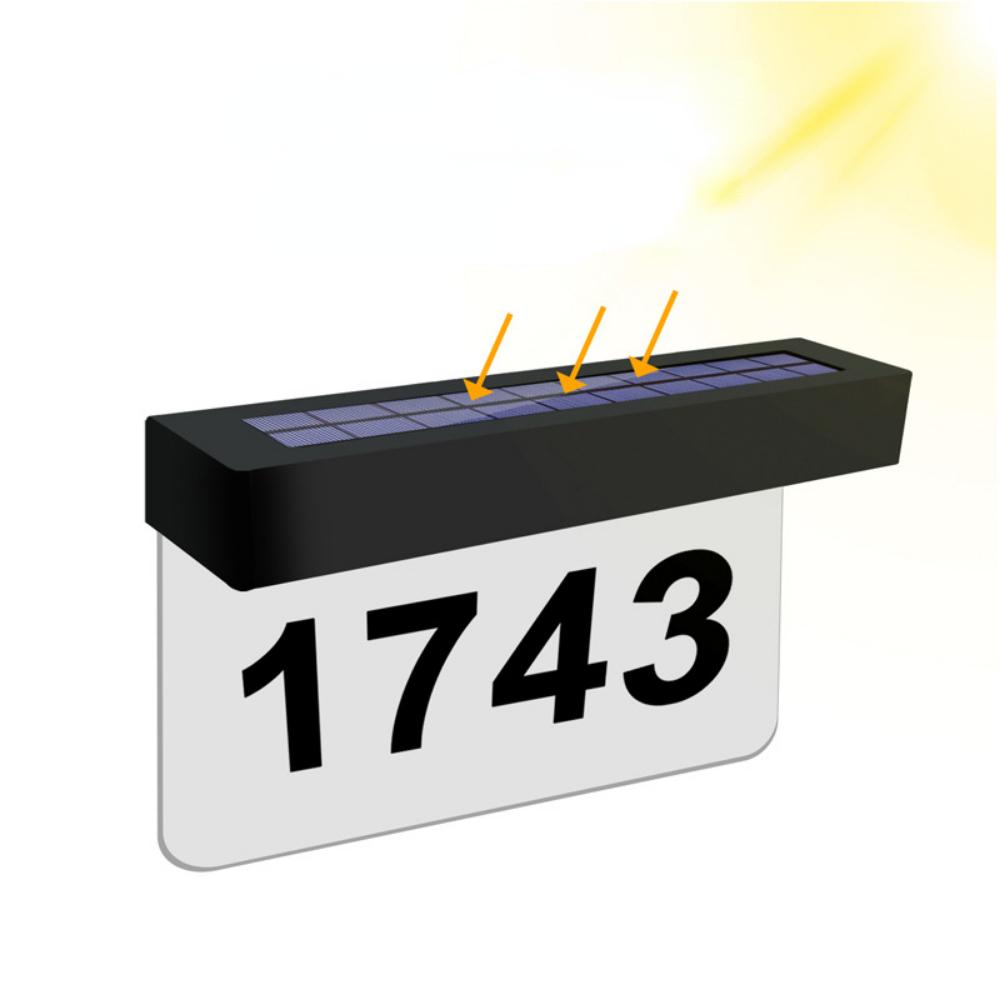 Solar Lights House LED Number Light Outdoor Garden Waterproof Fence Solar Wall Lamp for Home Hotel Villa Decora Doorplate Lights