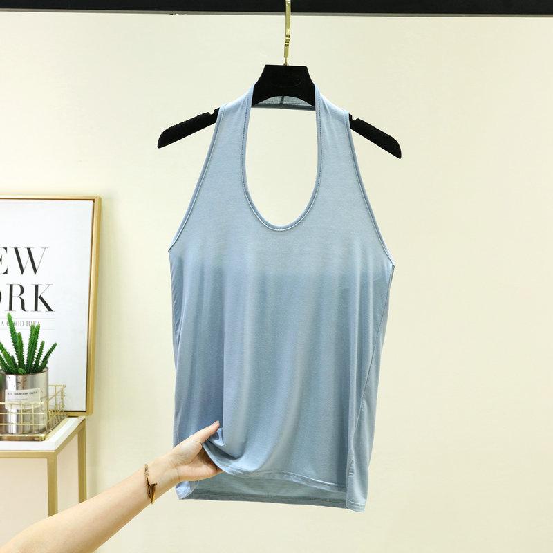 Modal U-Neck Halter Tank Top Sexy Sleeveless Halter Camisole for Outerwear Skin-Friendly Bare-Skin Feeling Base Layer Tops Pilates & Yoga Wear