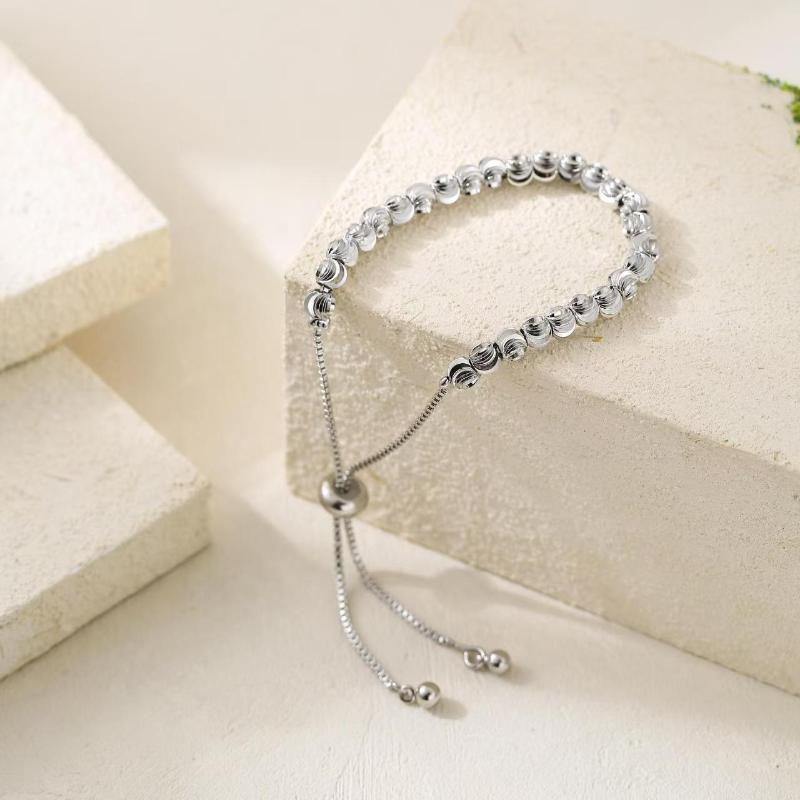 Adjustable Gold Plated Tone Beaded Bracelet Tarnish Resistant Minimalist Fashion Jewelry for Women Daily Wear Gift
