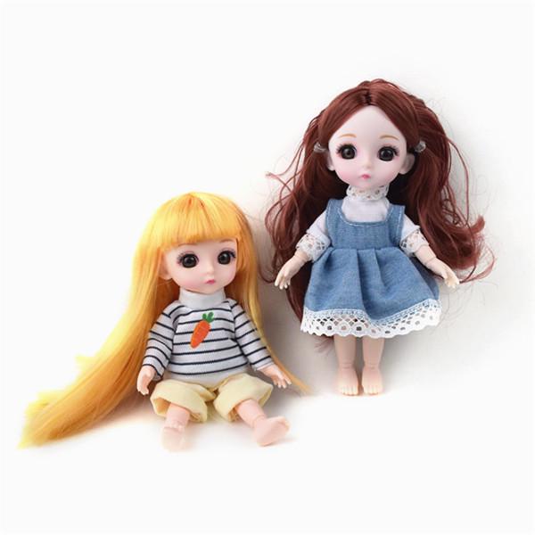 Păpușă cu ochi mari 16 cm Simulare Rochie de prințesă Jucărie Haine Păpușă Stil de modă Aleatoriu