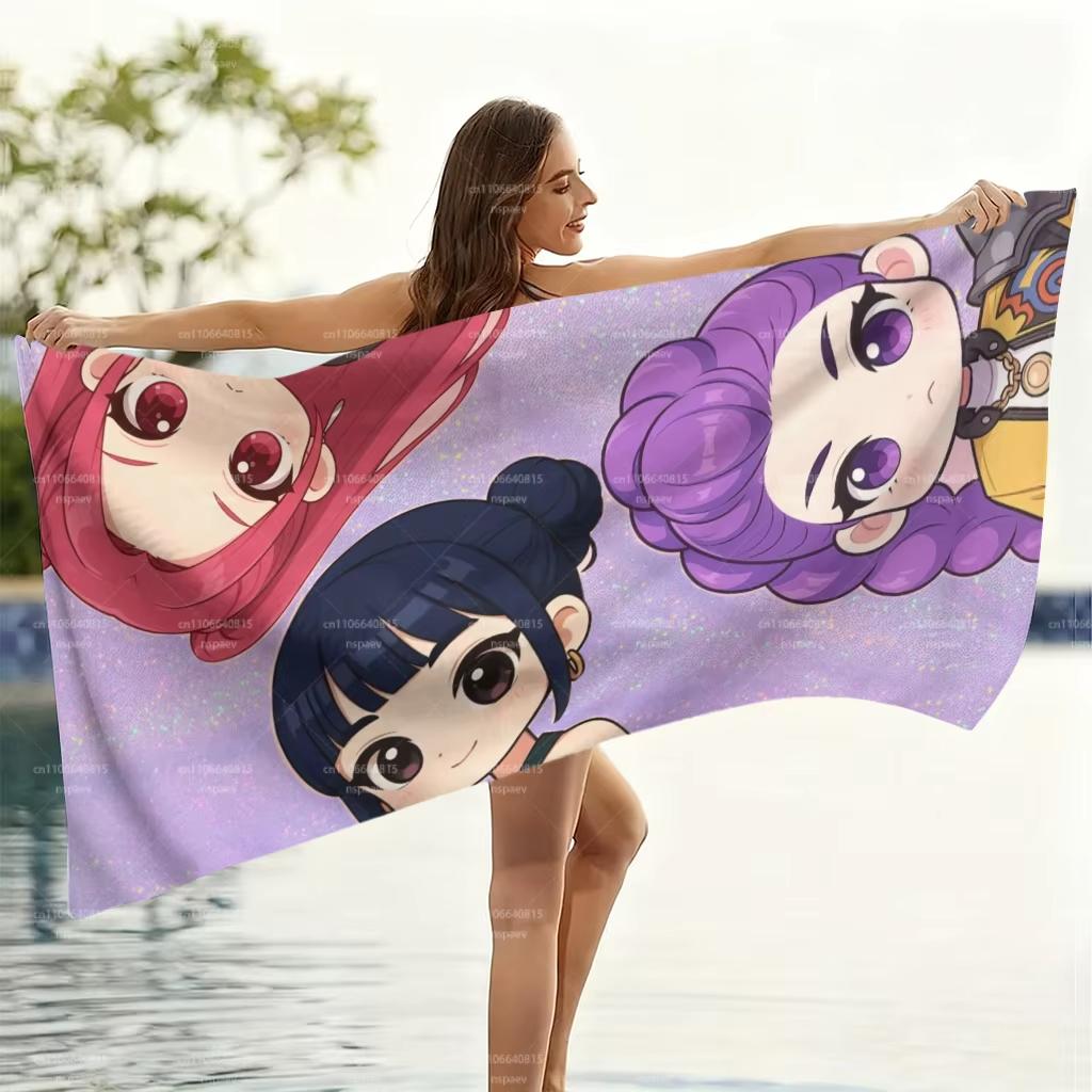 K-pop Anime Girl Beach Towel,Microfiber Soft Absorbent Quick Dry, Oversized for Beach Pool Travel, Cute Idol Print Bath Towel