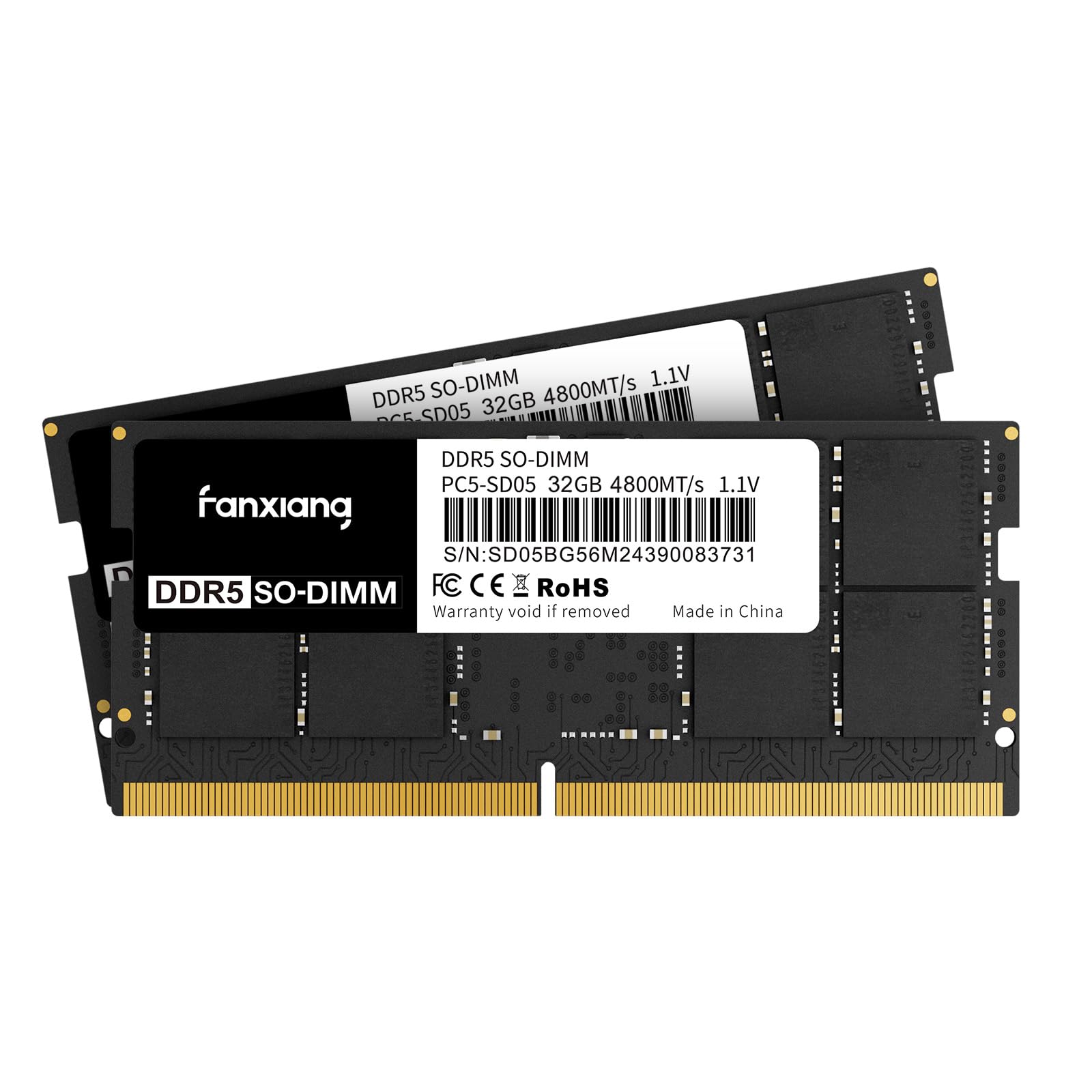 

Пам ять для ноутбука Fanxiang DDR5 RAM Пам ять для ноутбука, сумісна з Intel AMD CL46 SODIMM 262-контактним модулем пам яті для ноутбука для покращеної ігрової продуктивності та