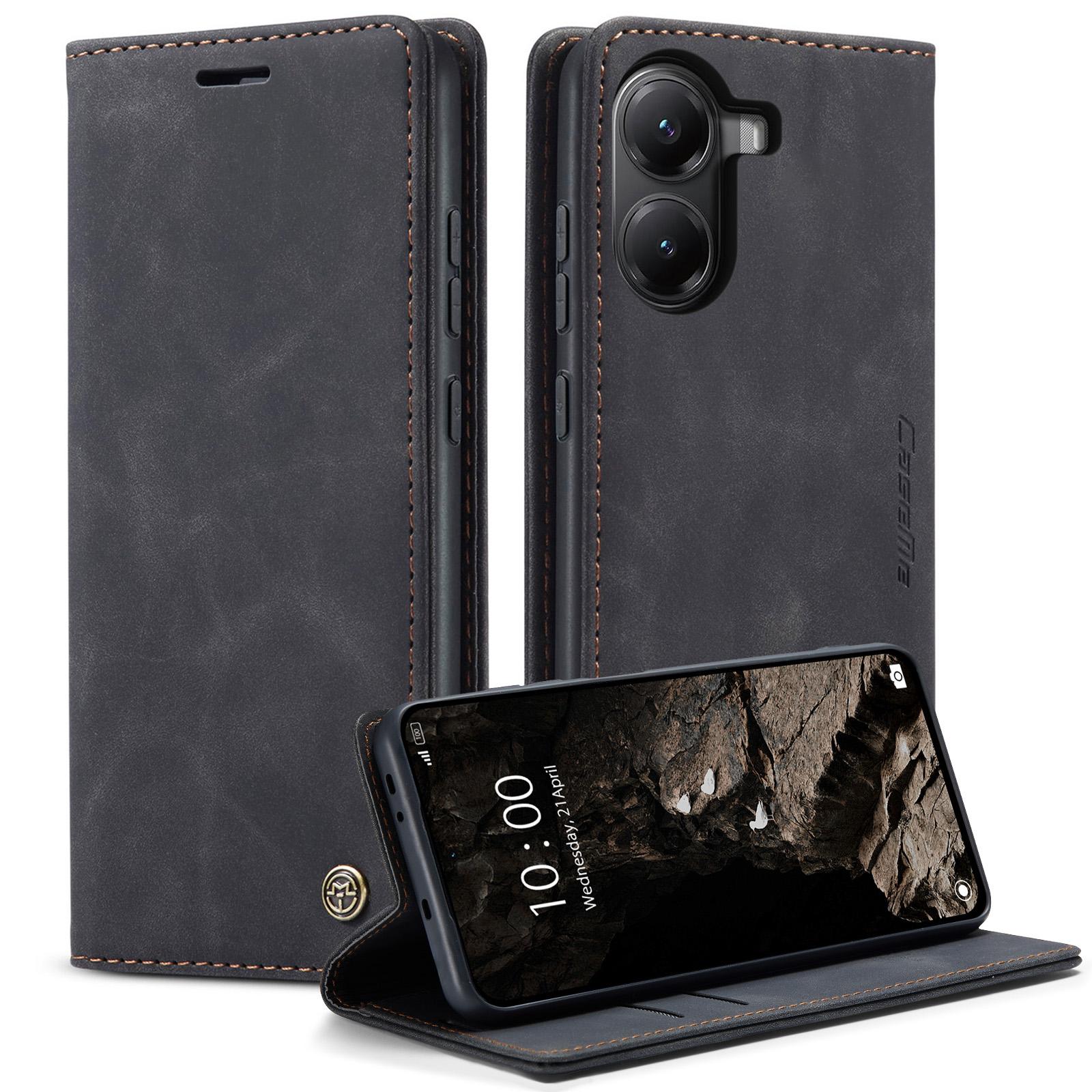 

Для Xiaomi Poco X7 Pro 5G Чехол-кошелек Серия CASEME 013 Кожаный чехол для телефона Подставка Black