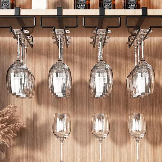 Rödvinshållare Förtjockad Metall Träfäste Stabil Rostskyddande Självhäftande Fäste Ingen Borrning Upp-och-Ned Förvaring Dekorativ Köksställ