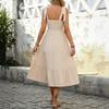 Women's Summer Maxi Dress Casual Bohemian Sleeveless Printed Square Neck Multi-Layered Long Beach Sundress