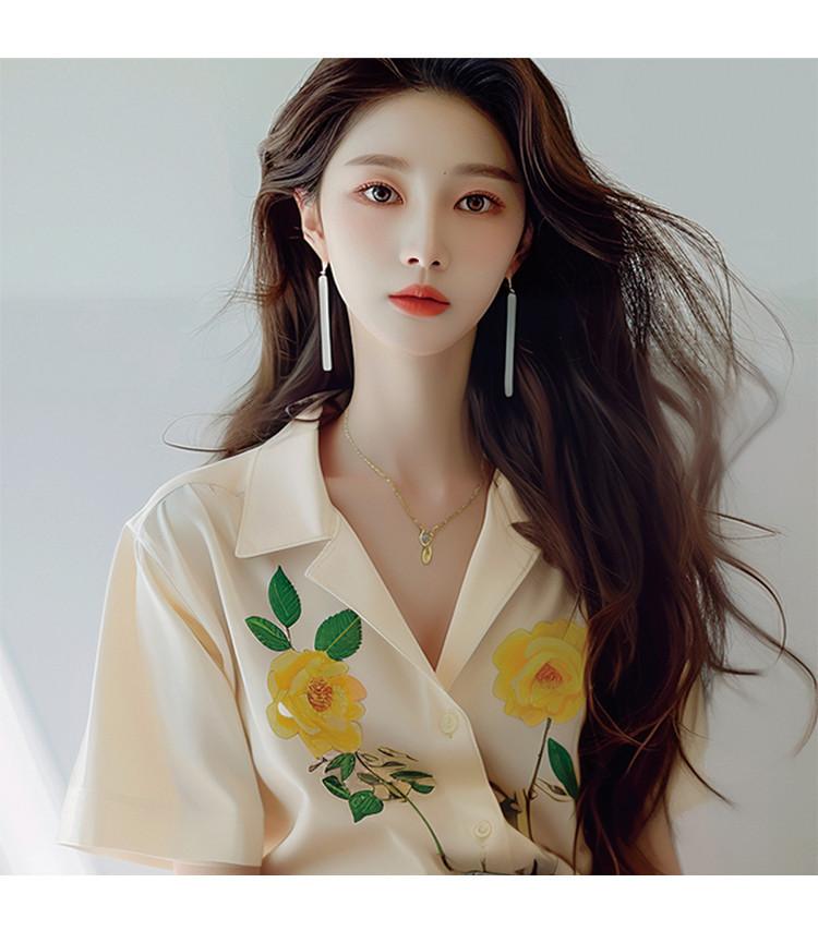 2025 Summer New French Tea Break Kikyo Exquisite Collar Style Shirt Women's Fashion Versatile Top