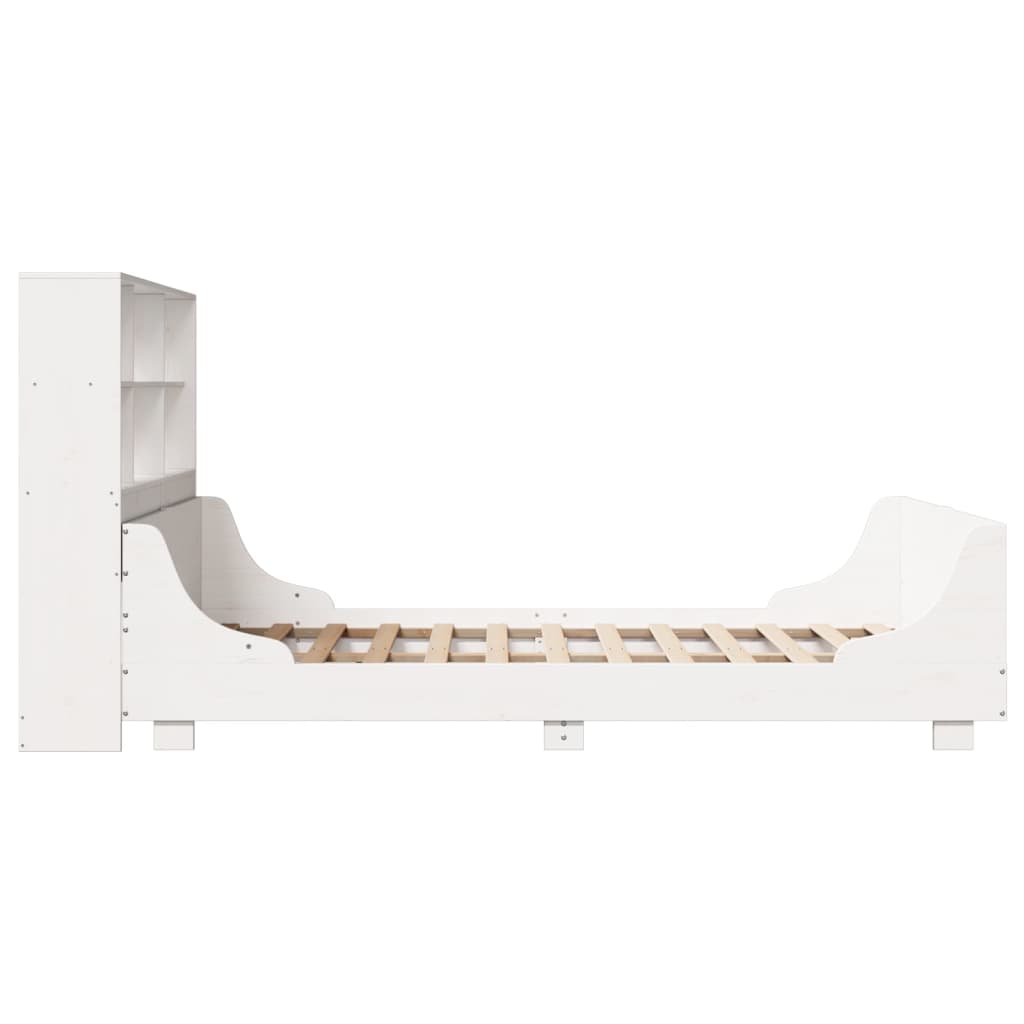 Solid Wood Bed with Shelf Without Mattress White 160x200 cm