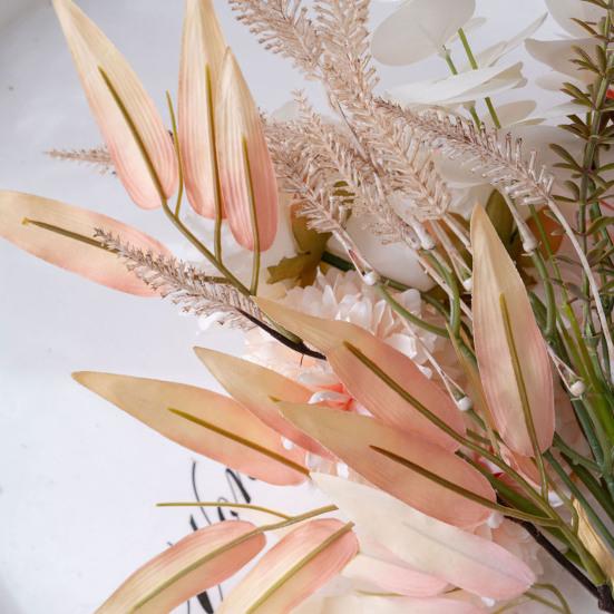 Fake Peonies Artificial Flower Bouquet Realistic Peony Chrysanthemum with Eucalyptus Leaves Faux Silk Floral Arrangement for Wedding Bouquets Baby