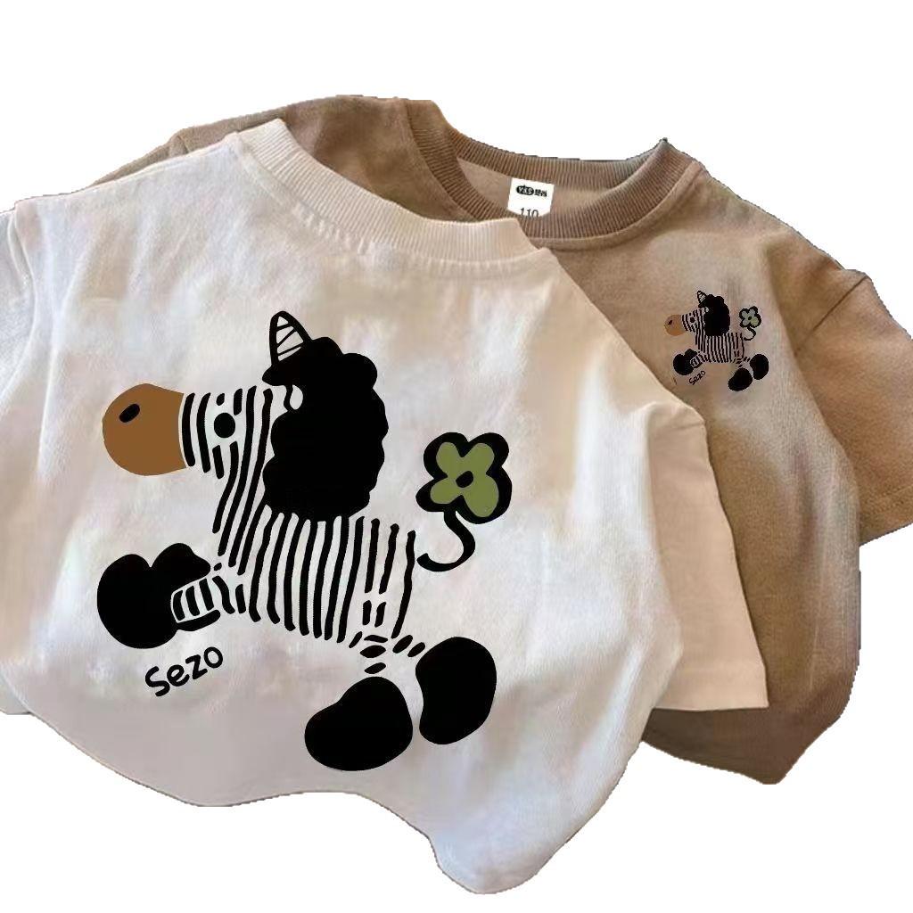 2026 Summer Zebra Print Short Sleeve for Boys & Girls - Comfort & Breathability